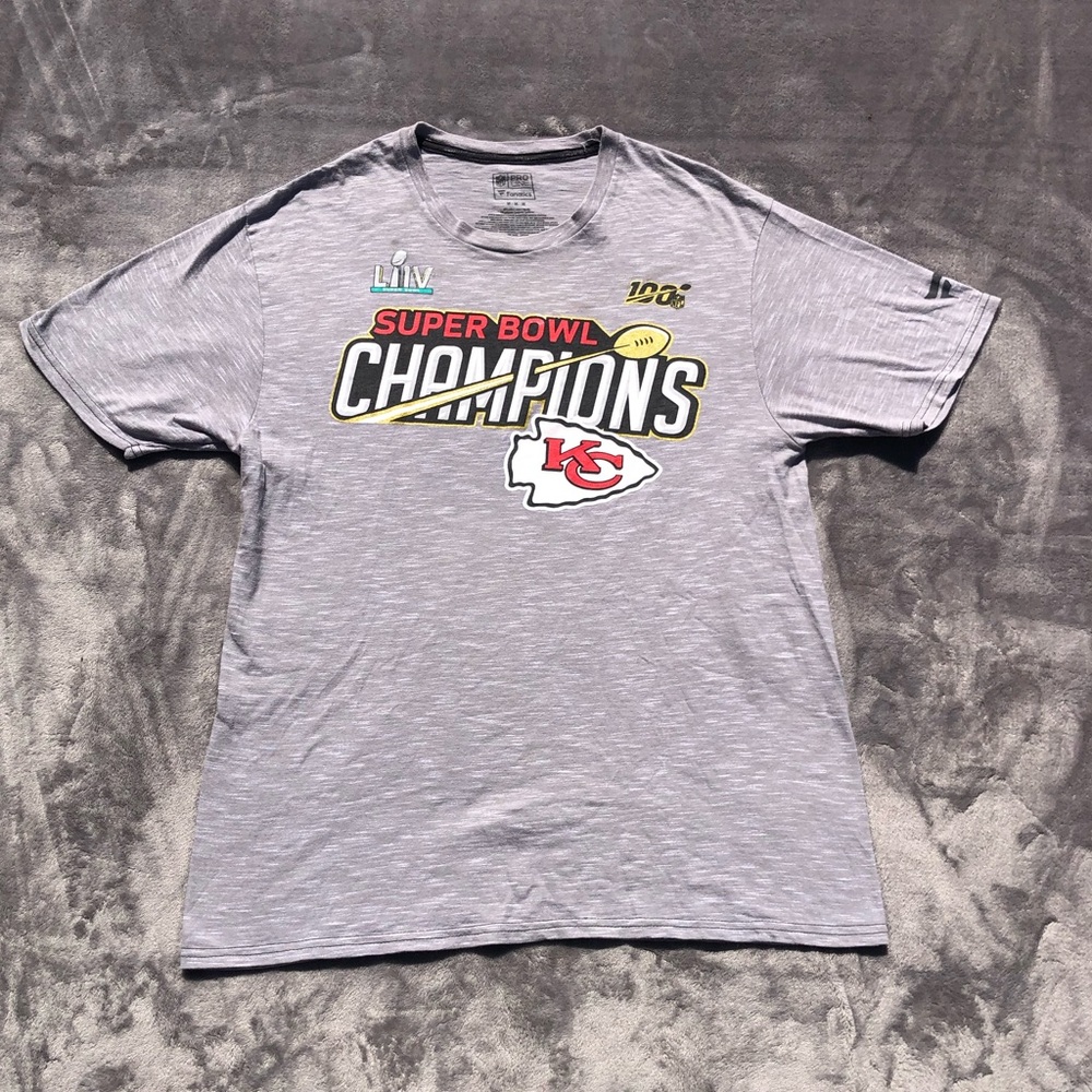 Fanatics NFL Kansas City Chiefs Tshirt Mens Medium Superbowl Champions Gray